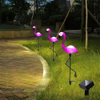 3pcs/סט אנרגית שמש פלמינגו דשא מנורת גן עיצוב אורות השמש עמיד למים Led אור על גינה חיצונית תאורה דקורטיבית